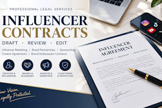 draft, review influencer marketing contracts and agreements