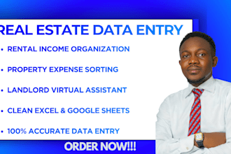 do real estate data entry and organize rental property records