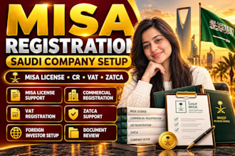 register saudi arabia company with misa license cr vat and zatca support