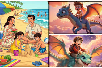 create awesome children story book illustrations, children book illustration