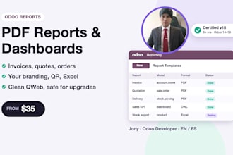 customize odoo qweb pdf reports, invoices, dashboards and excel