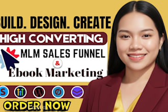 create converting recruiting mlm sales funnel, ebook landing page design funnel