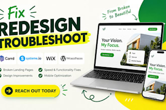 fix redesign troubleshoot carrd systeme io wix wordpress broken landing pages