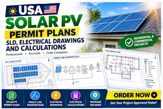 usa solar pv sld electrical drawing and calculation