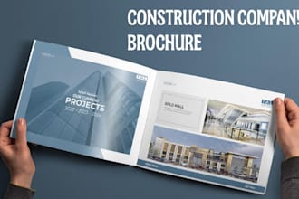 design construction company brochure, marble and ceramic tile sales booklet