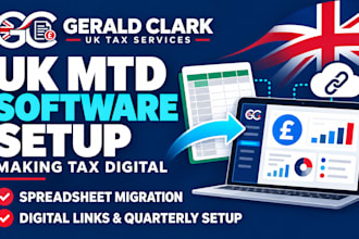 migrate UK spreadsheets to mtd software, set up digital links and hmrc reporting