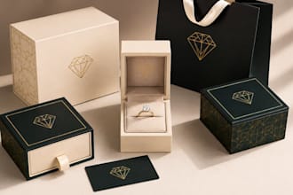design jewelry packaging and gift box artwork for retail product