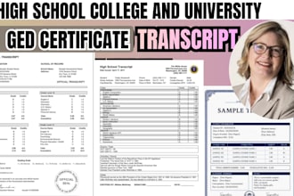 transcript design, high school and college transcript, ged certificate design