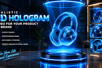 create realistic hologram 3d video fan hologram video for product or brand