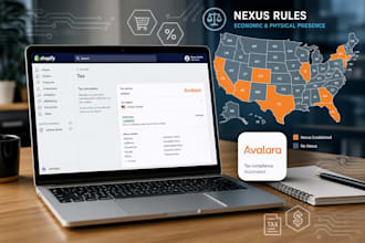setup shopify sales tax settings, US state nexus rules and avalara