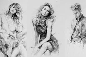 sketch a rough charcoal pencil portrait drawing for you