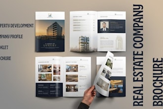 design real estate company profile brochure, agent property development booklet