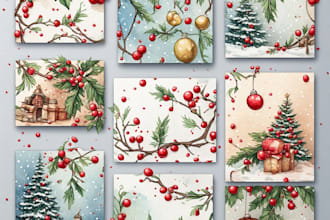 design hand drawn illustration christmas cards