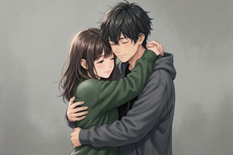 draw couple art commission in anime style