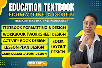 format and design educational textbooks, activity book, workbook and worksheet