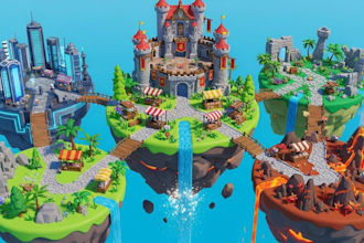 build roblox low poly maps, game environments custom assets