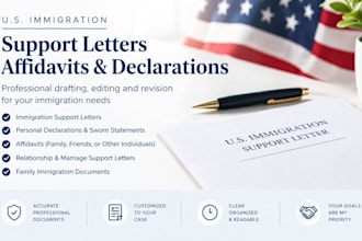 draft US immigration support letters affidavits and declarations