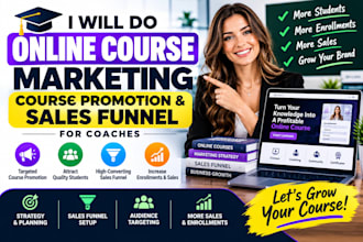 do online course marketing, course promotion and sales funnel for coaches
