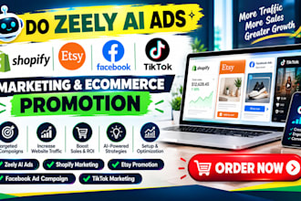 do zeely ai ads shopify marketing etsy promotion facebook ad campaign and tiktok