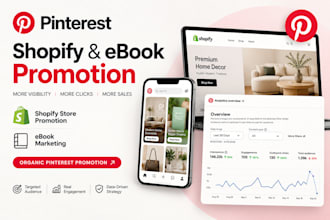 promote your shopify store and ebook on pinterest, kindle ebook, amazon, shopify