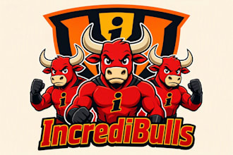 design awesome muscular bull logo with unlimited revisions