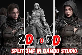convert 2d image to 3d model character toy figurine stl 3mf split color 3d print