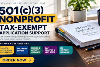 help prepare your irs 501c3, 1023, 1023ez tax exemption application