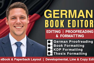 do german book editing, proofreading, and KDP formatting