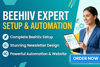 do beehiiv setup, beehiiv newsletter, automation and beehive website
