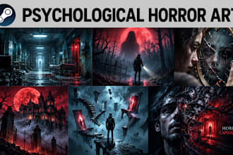 create psychological horror art horror capsule design steam game cover graphics