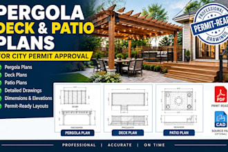 design permit ready pergola plans deck plans patio plan for city permit approval