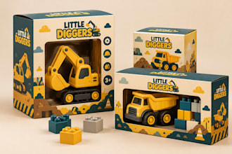 design  kids product, retail box, pet food, toy packaging with 3d mockup