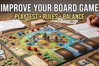 design card game tabletop, playtest improve your board game, rules and gameplay
