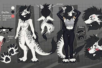 draw high quality fury ref sheet, anthro ref sheet, nsfw ref sheet, fursona, oc