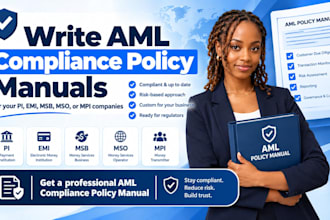 write aml compliance policy manuals for pi emi msb mso or mpi companies