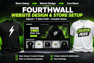 design fourthwall website and set up fourthwall pod store merch tshirt design