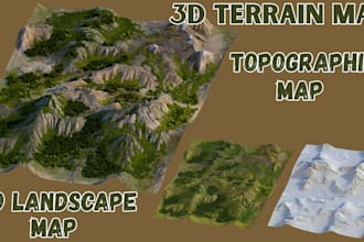 model realistic 3d terrain maps, 3d topography maps, and 3d terrain models