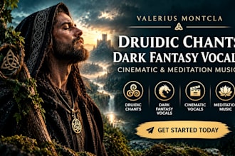record druidic chants, dark fantasy, cinematic vocals and meditation music