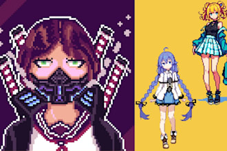 design anime pixel art pngtuber for veadotuber twitch youtube streaming avatar