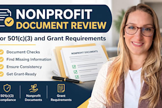 review nonprofit legal documents for 501c3 and grant requirements
