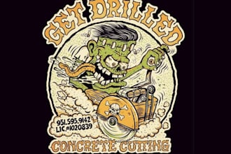 create vintage rat fink style hot rod logo and t shirt illustrations