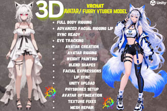 create anime vtuber model, vrchat avatar, furry nsfw rigging, vrm vseeface setup