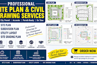 design site plan subdivision plan utility layout site grading plan, city permit