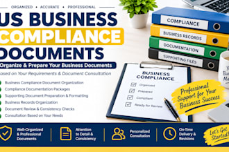 organize and prepare professional US business compliance documents