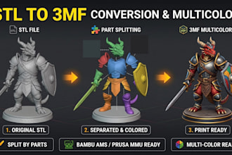 convert stl to 3mf, split, cut, key 3d model repair meshes for multicolor print