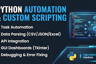 develop custom python scripts for automation, data parsing, and debugging
