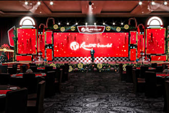 create 3d christmas stage design and realistic event stage rendering