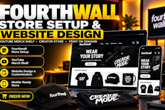 setup your fourthwall store and youtube merch shelf, fourthwall website design