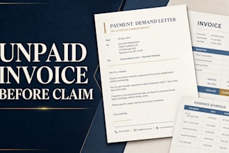 draft a professional unpaid invoice letter before claim with evidence