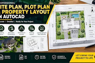 draw a professional site plan, plot plan and property layout in autocad